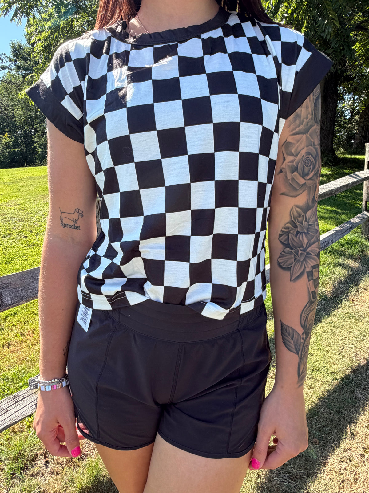 Checkered Open Back Shirt