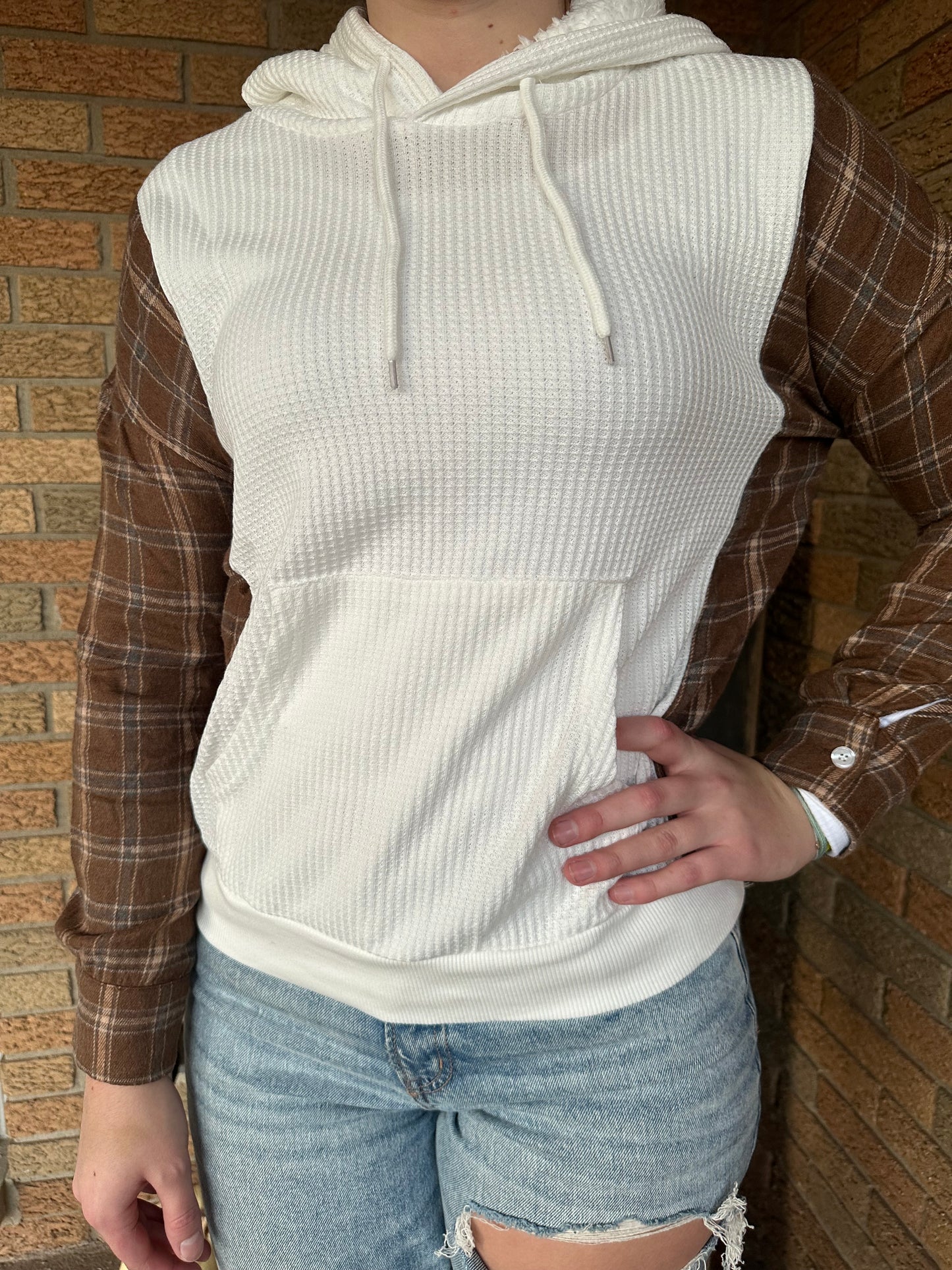 Waffle Patch long Sleeve Hoodie