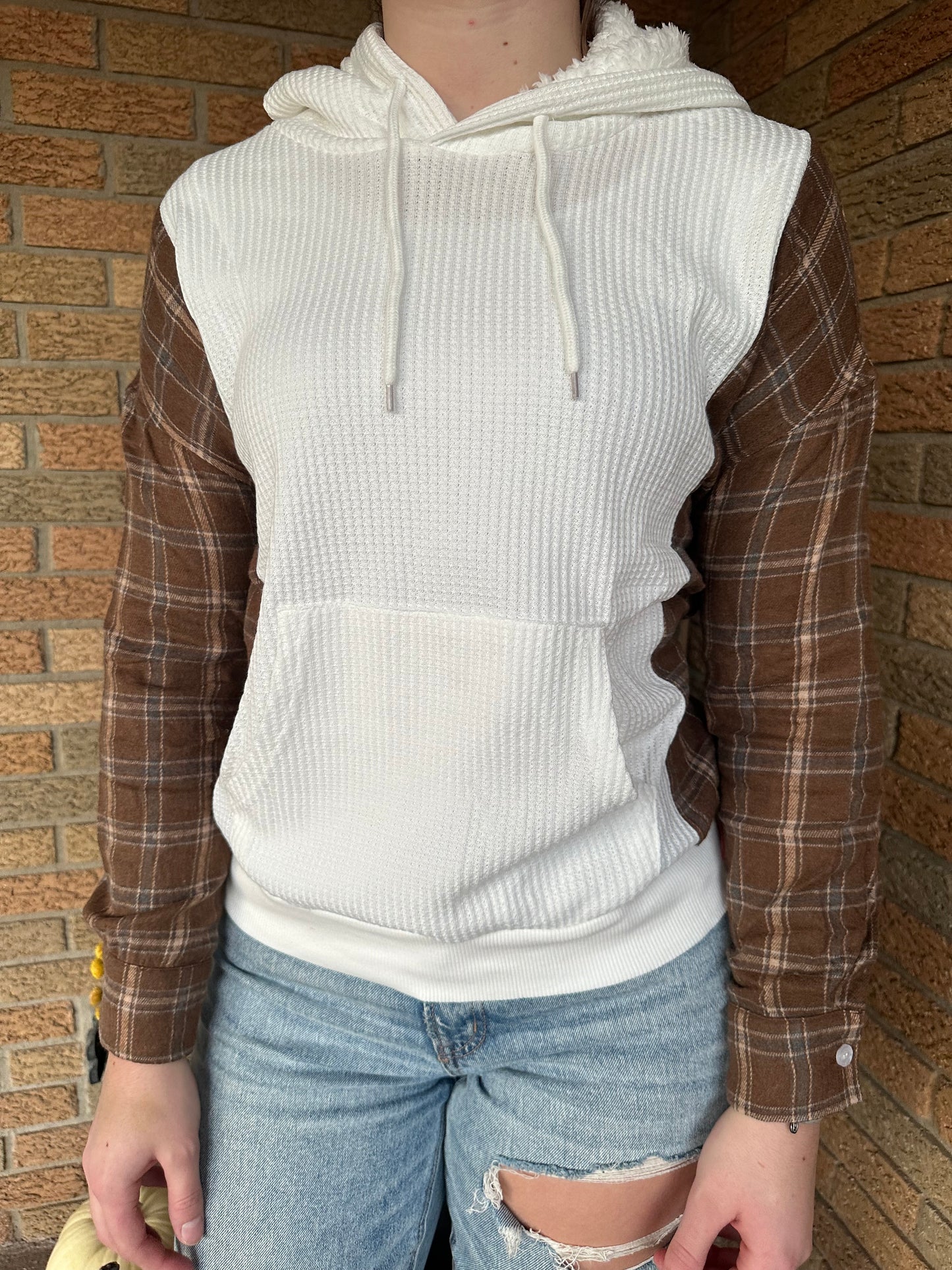 Waffle Patch long Sleeve Hoodie