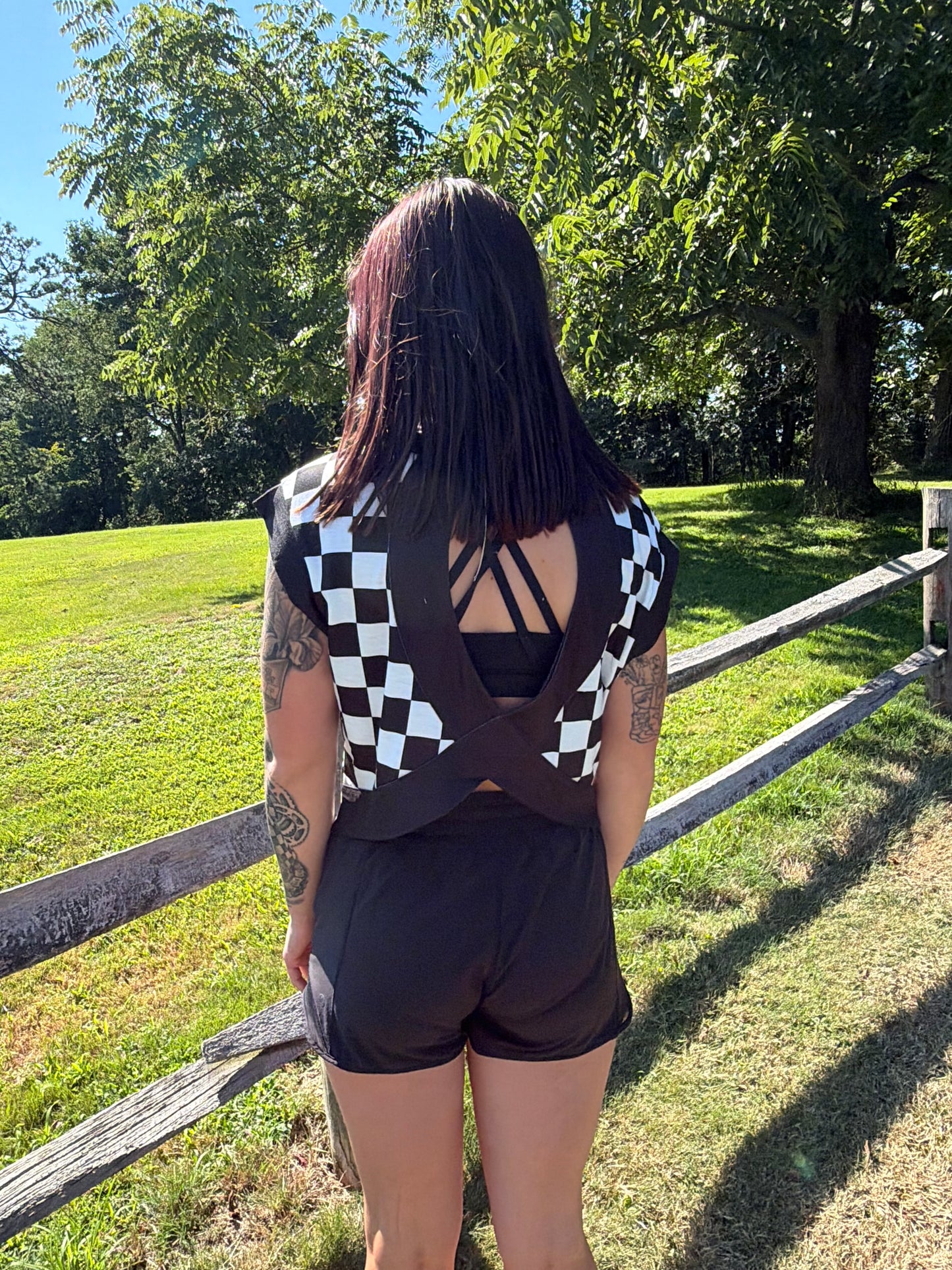 Checkered Open Back Shirt