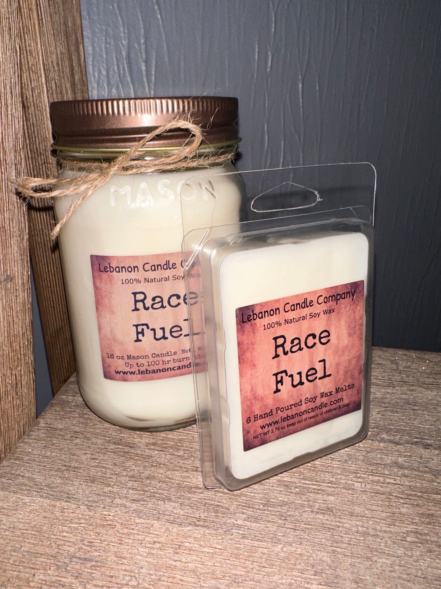 Race Fuel Hand Poured Natural Soy Candle and Wax Melts