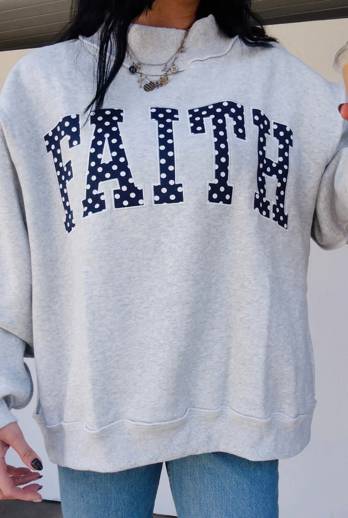 Faith Embroidered Mockneck