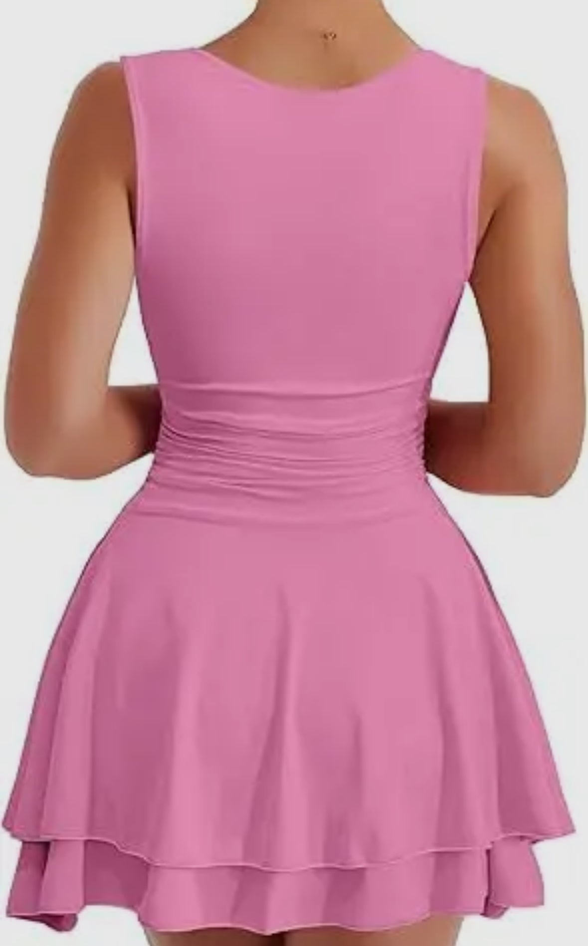 Pink Square Neck Dress