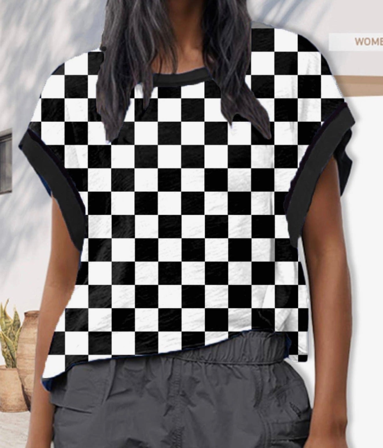 Checkered Open Back Shirt