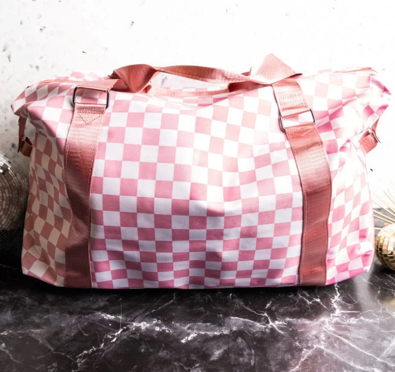 Checkered Print Weekender Bag