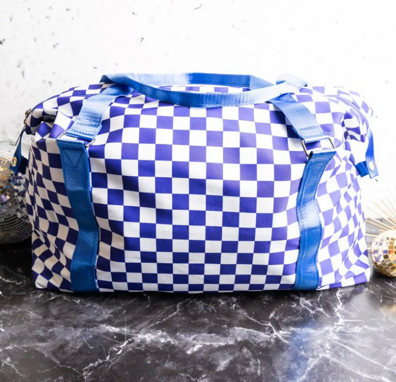 Checkered Print Weekender Bag