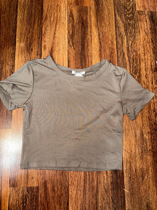 Taupe Cropped Baby Tee