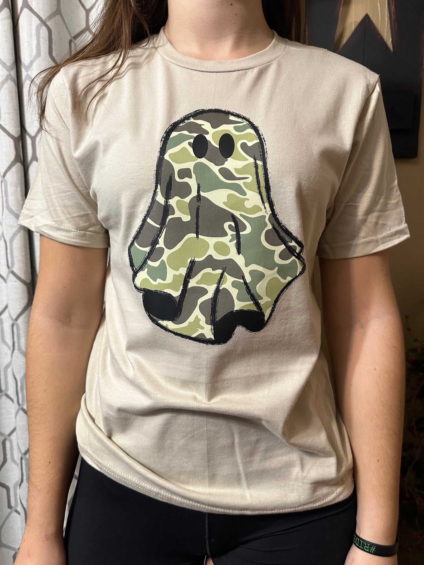 Camo Ghost Graphic Tee- Sand